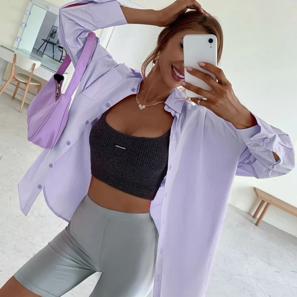 Oversized purple flannel